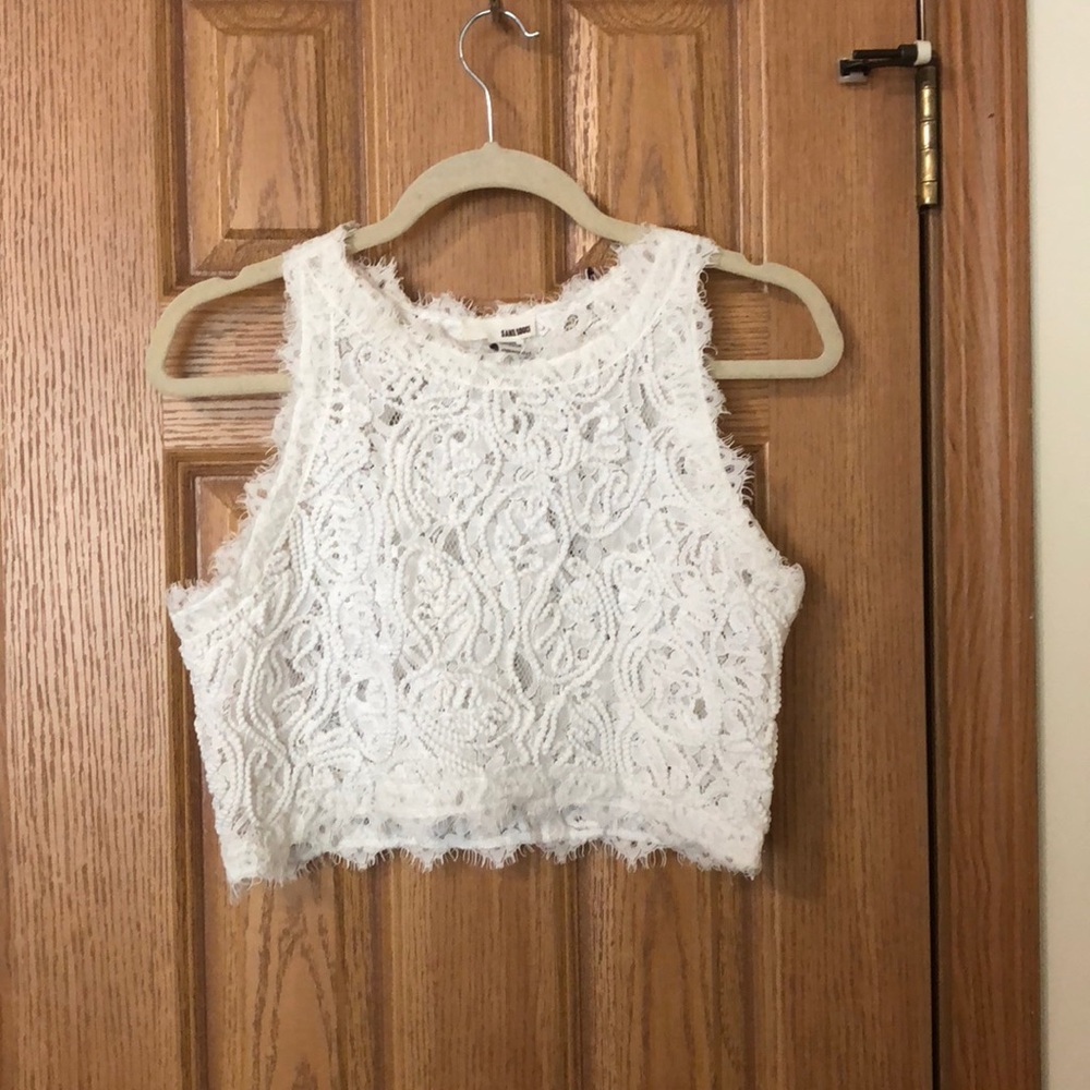 White Lace Crop Top